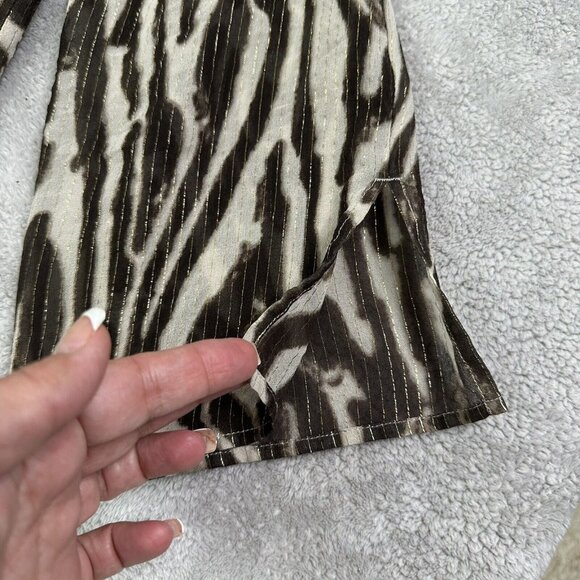 Chico's Women's Animal Print Silk Blend Beaded Sheer Tunic Size 1 Medium Brown - Picture 4 of 10